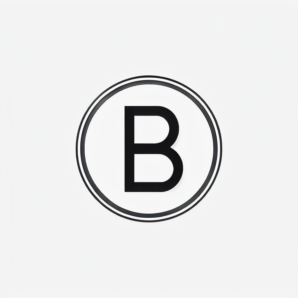 Minimalist Black and White 'B' Monogram Inside Circle Design Monogram