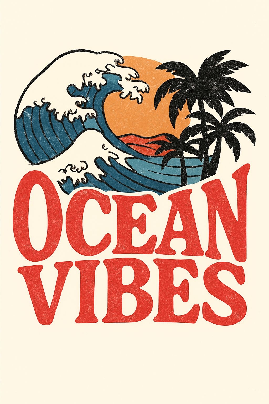 Ocean Vibes Vintage Surf Art T-Shirt