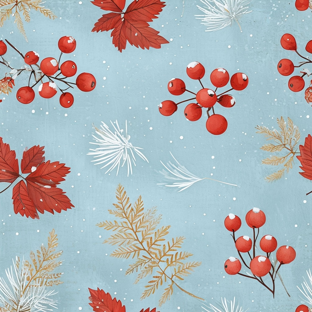 Festive Winter Elements Seamless Pattern Design Sticker