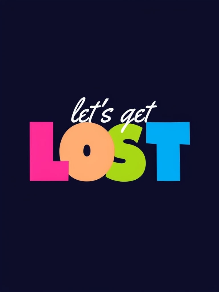 Let's Get LOST Colorful Minimalist Graphic T-Shirt