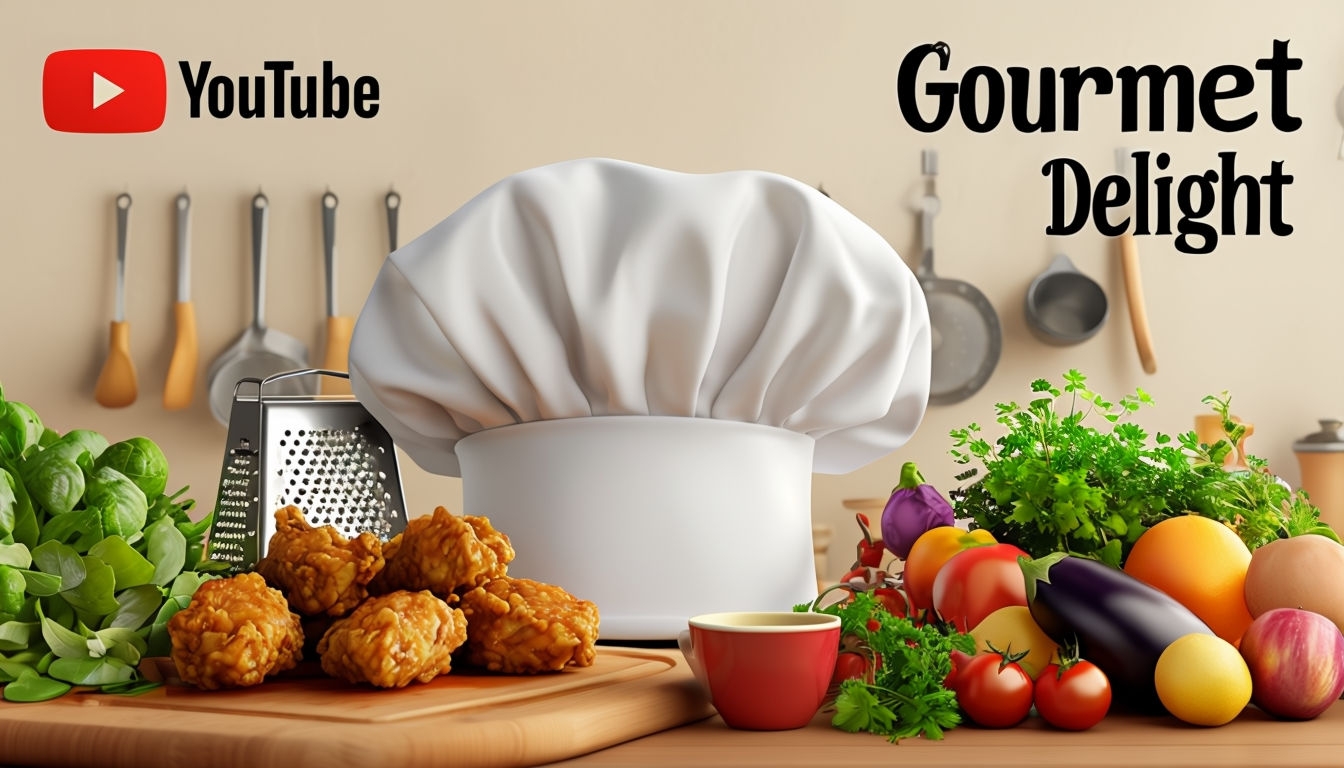 Inviting Gourmet Kitchen Scene for YouTube Channel Poster