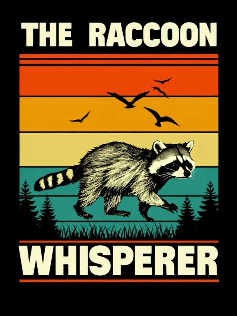 Vintage Raccoon Whisperer Retro Stripes T-Shirt