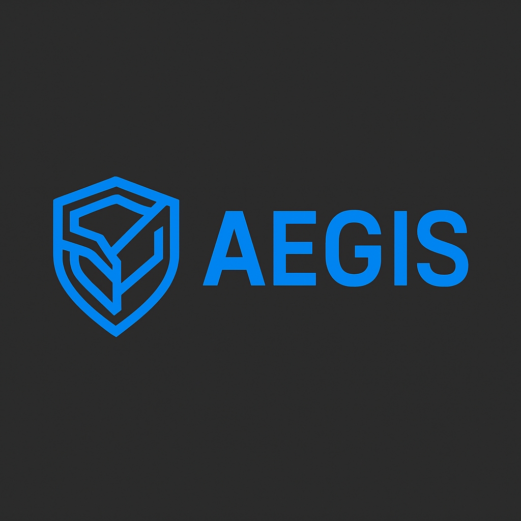 Modern Electric Blue AEGIS Shield Logo Design for Business