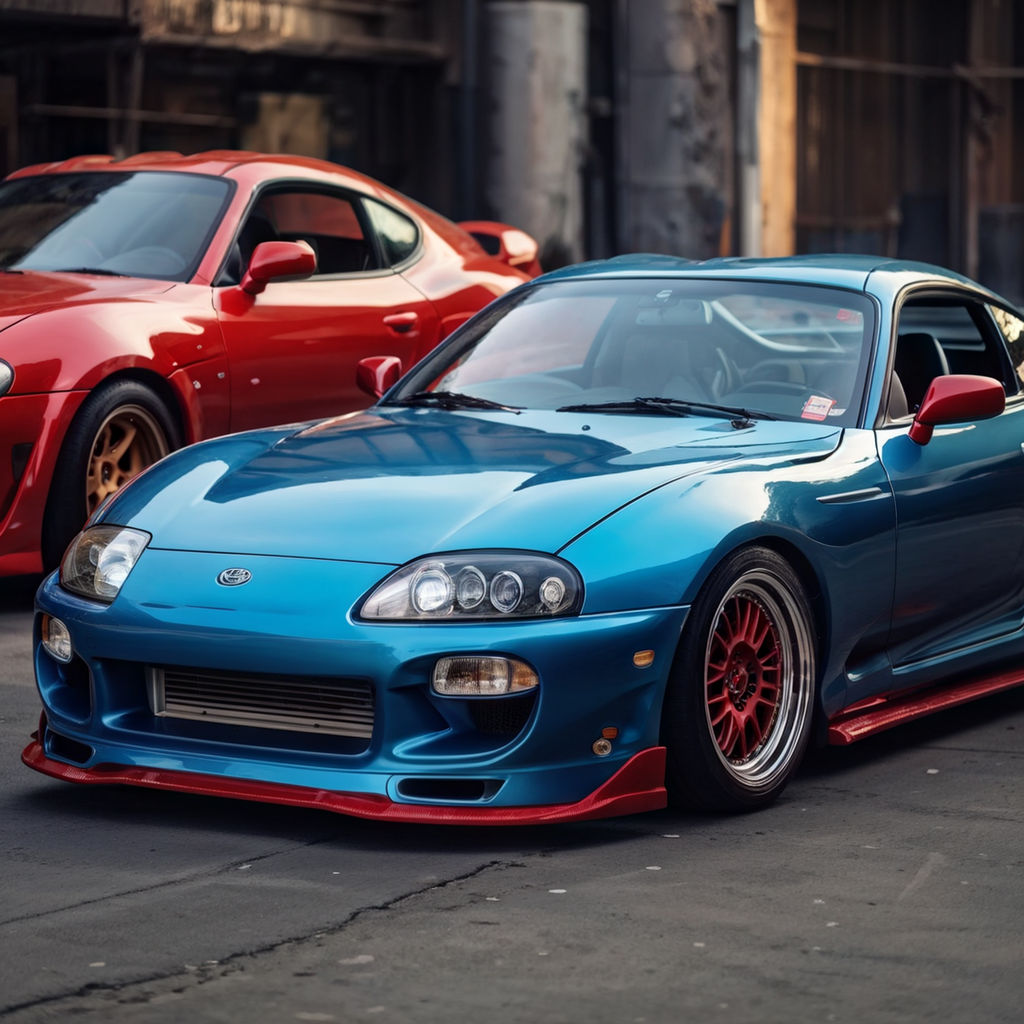 Blue Toyota supra Mk4 and red Toyota supra Mk4 by Mintor Kensley ...