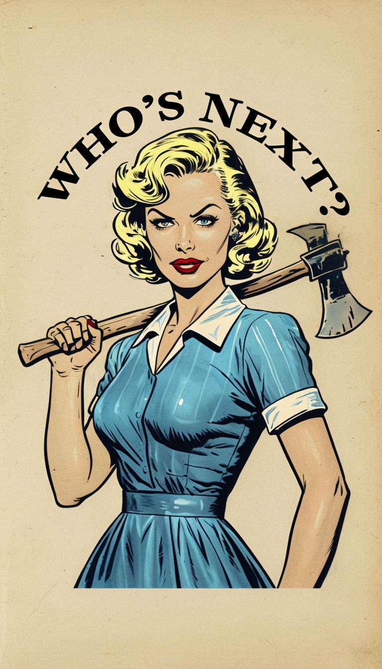 Vintage Comic Style Confident Woman with Ax Poster