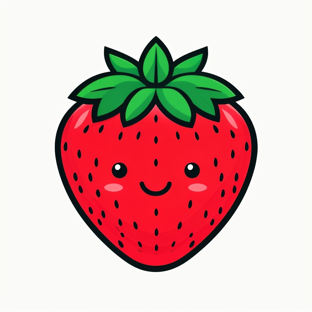 Cheerful Plump Strawberry Character Vector Art Sticker