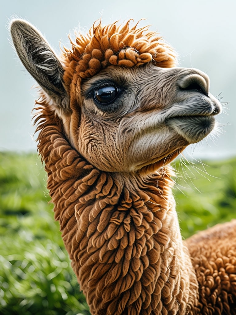 Photorealistic Alpaca Portrait with Fluffy Fleece Meme