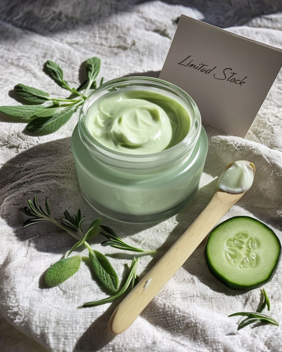 Fresh Green Skincare Cream Jar with Natural Ingredients Ad