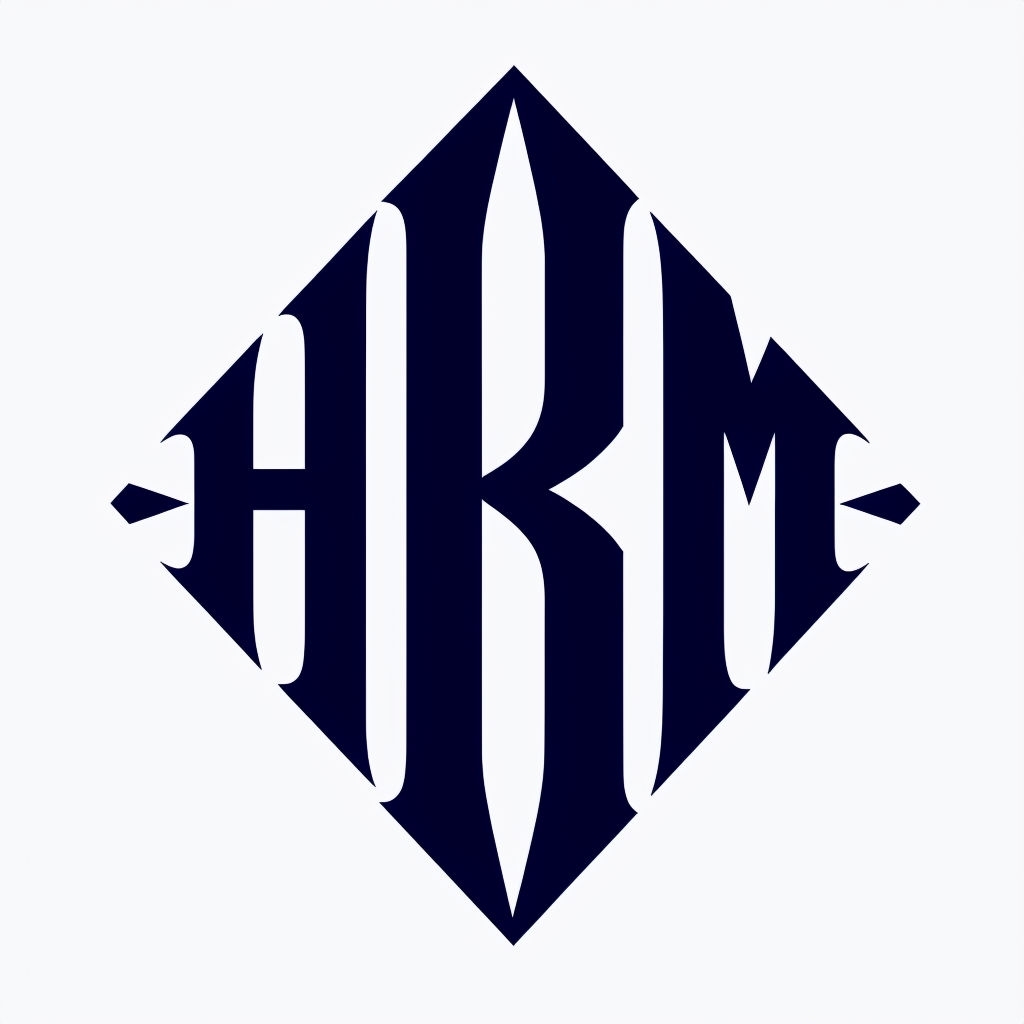 Elegant Navy Blue Geometric Monogram with HB and M Design Monogram