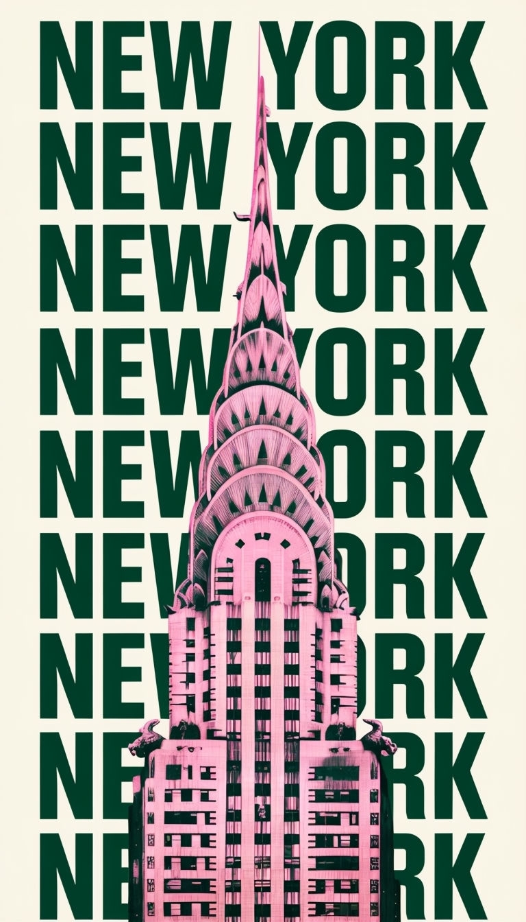 Modern Chrysler Building Graphic with New York Text Phone Case Cover