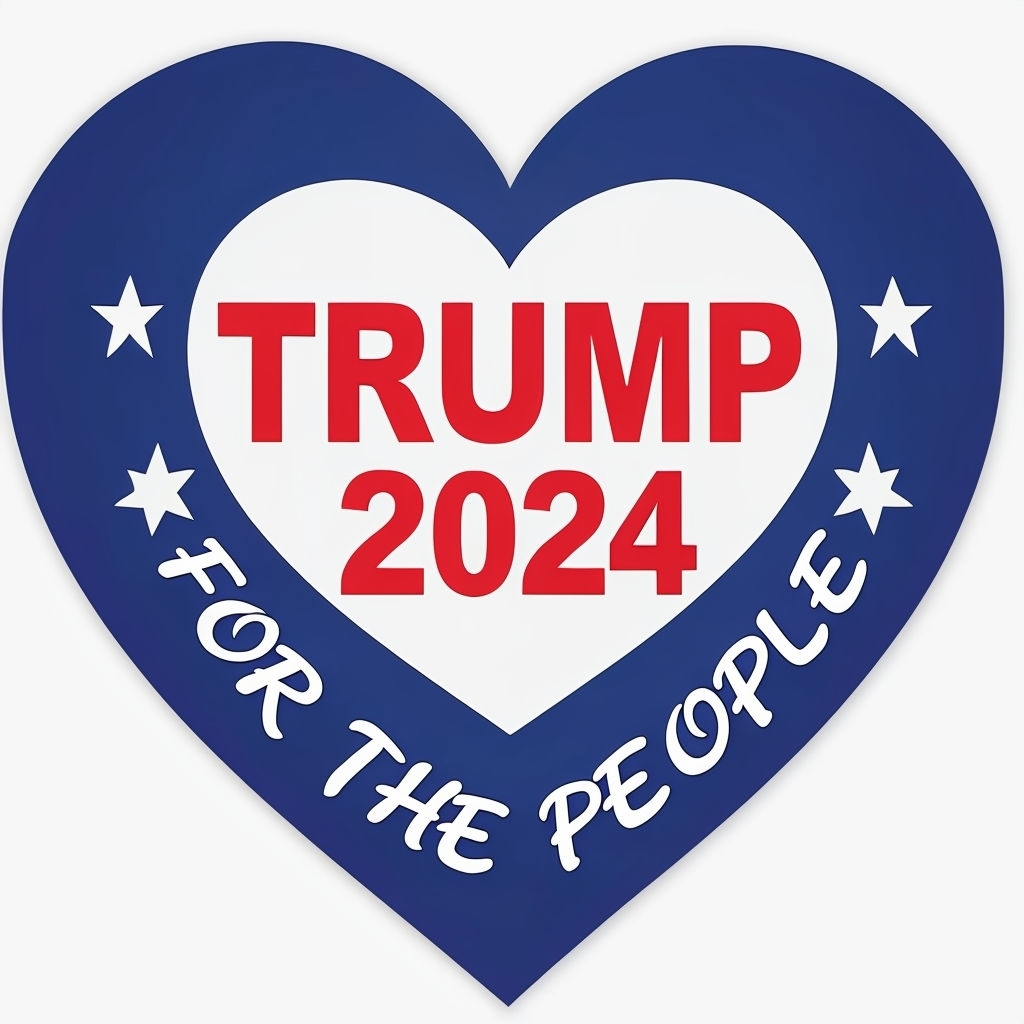 Patriotic Heart Trump 2024 Sticker Design