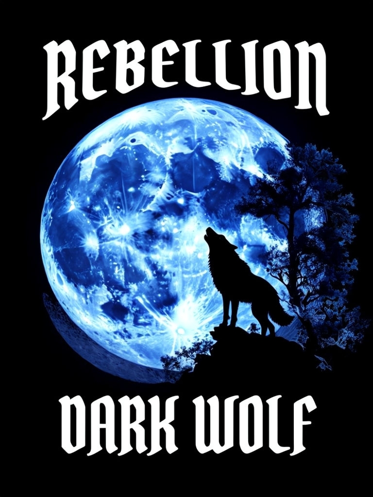 Dramatic Dark Wolf Howling at Blue Moon T-Shirt