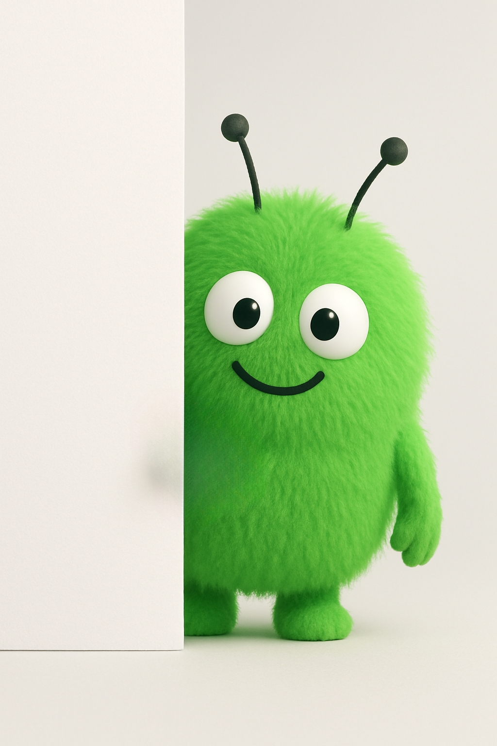 Vibrant Lime Green Cartoon Character Peeking Behind Wall Mobile Wallpaper