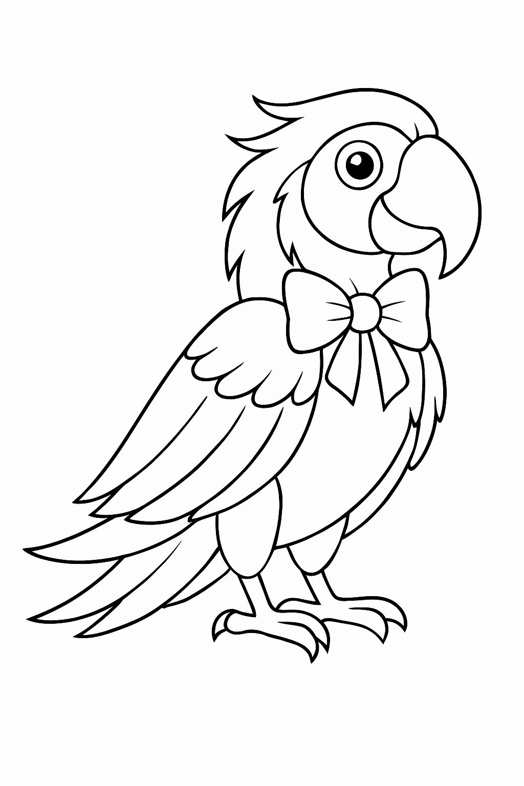 Charming Cartoon Parrot Line Drawing for Coloring Book Pages