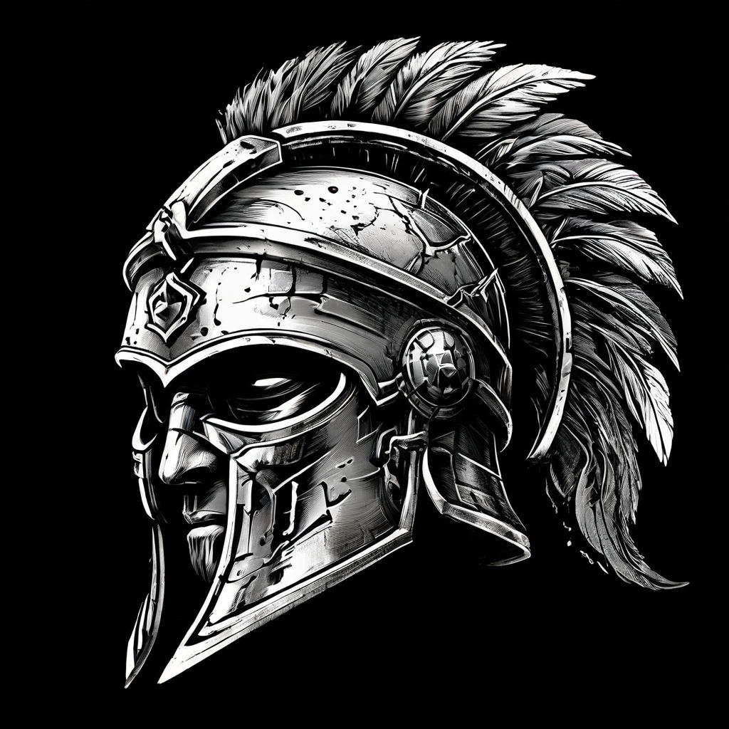 Real historic spartan captain helmet. Full side view 90° deg... by ...