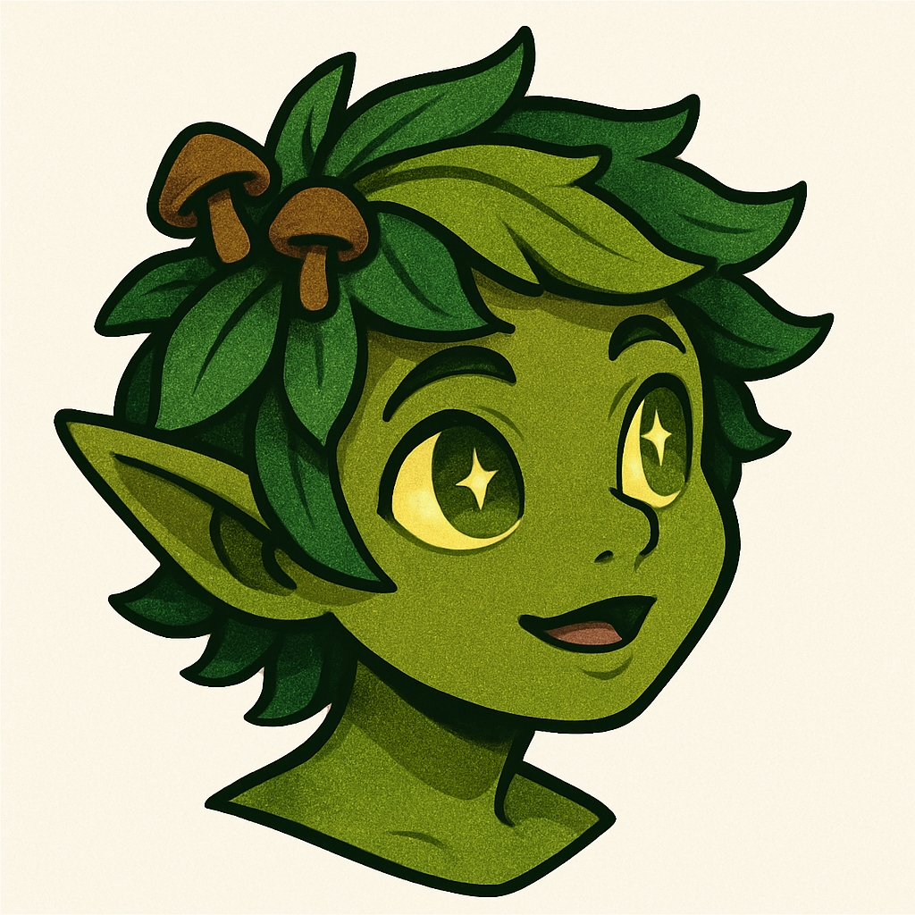 Whimsical Olive Green Elf Character Illustration Sticker
