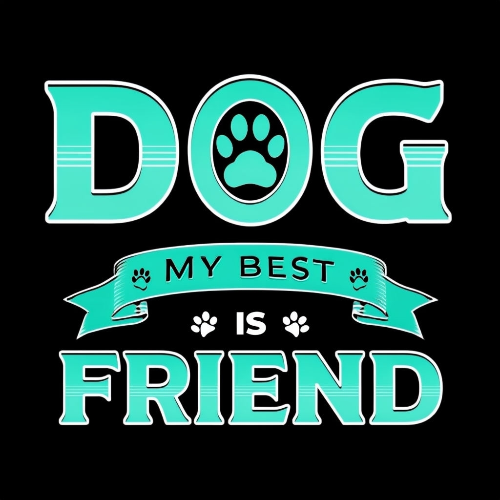 Bold Teal Dog Paw Print Design T-Shirt