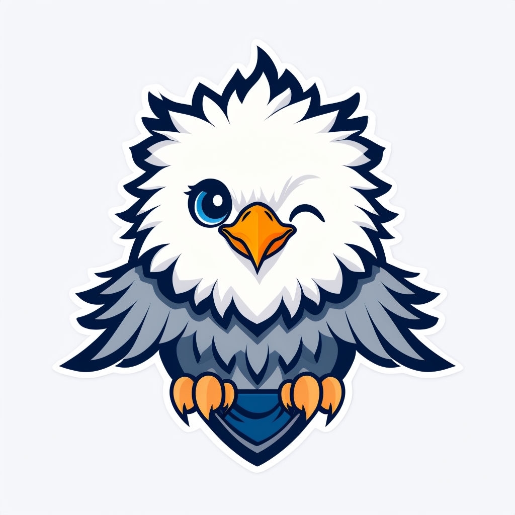 Cartoon Eagle with Shield Illustration Sticker