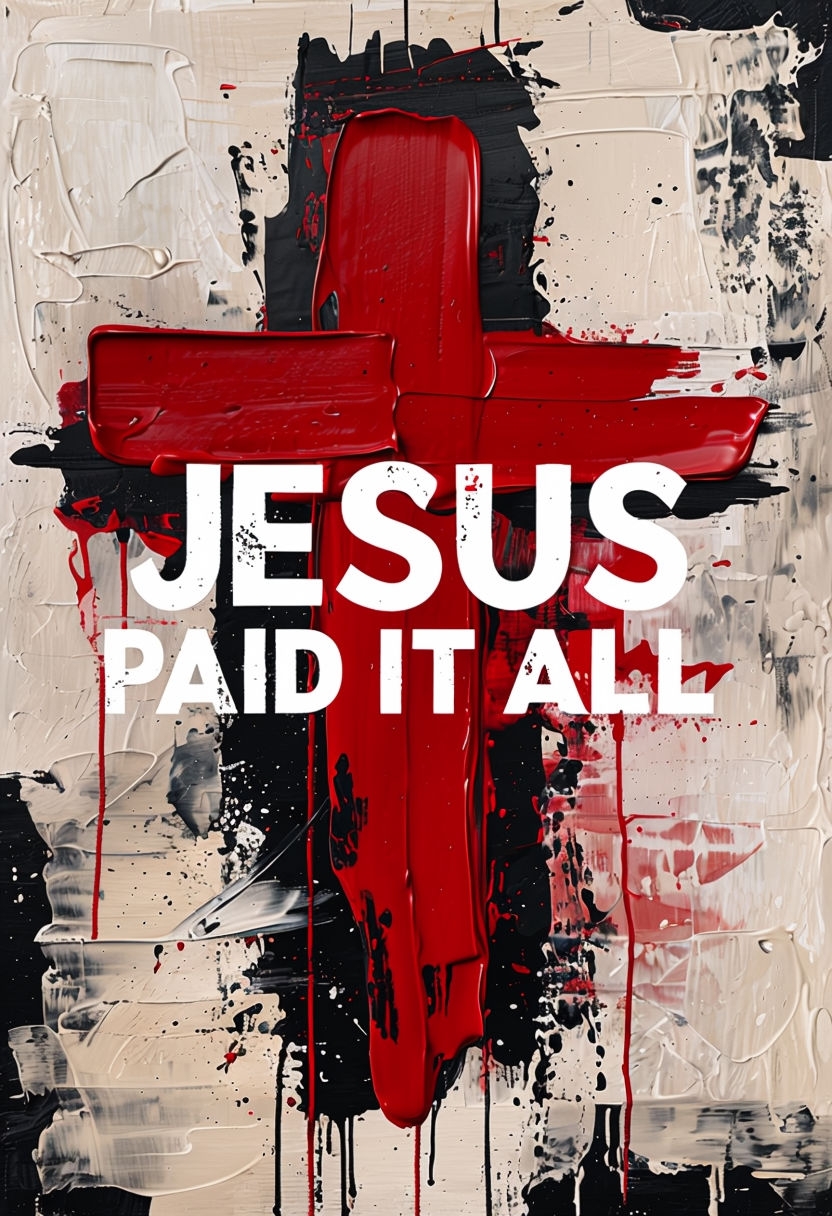 Bold Red Cross Abstract Art with Spiritual Message Poster