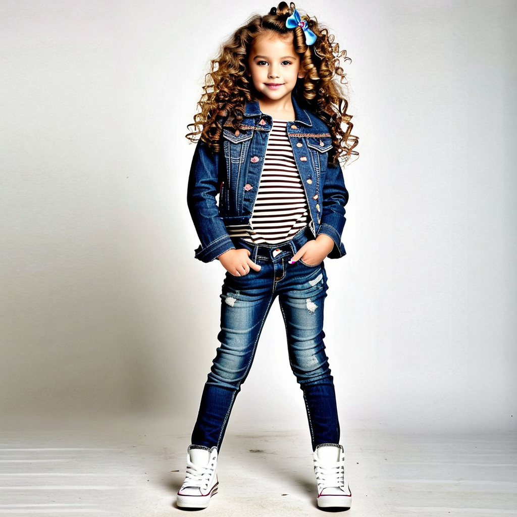 Full body of a really beautiful 5 year old girl with curly l... by ...