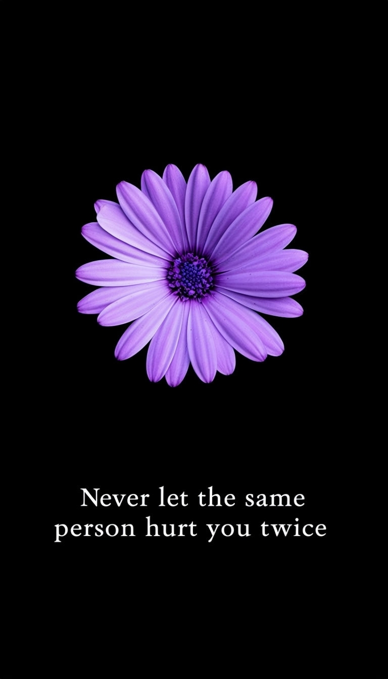 Lavender Daisy with Inspirational Quote on Black Background Mobile Wallpaper