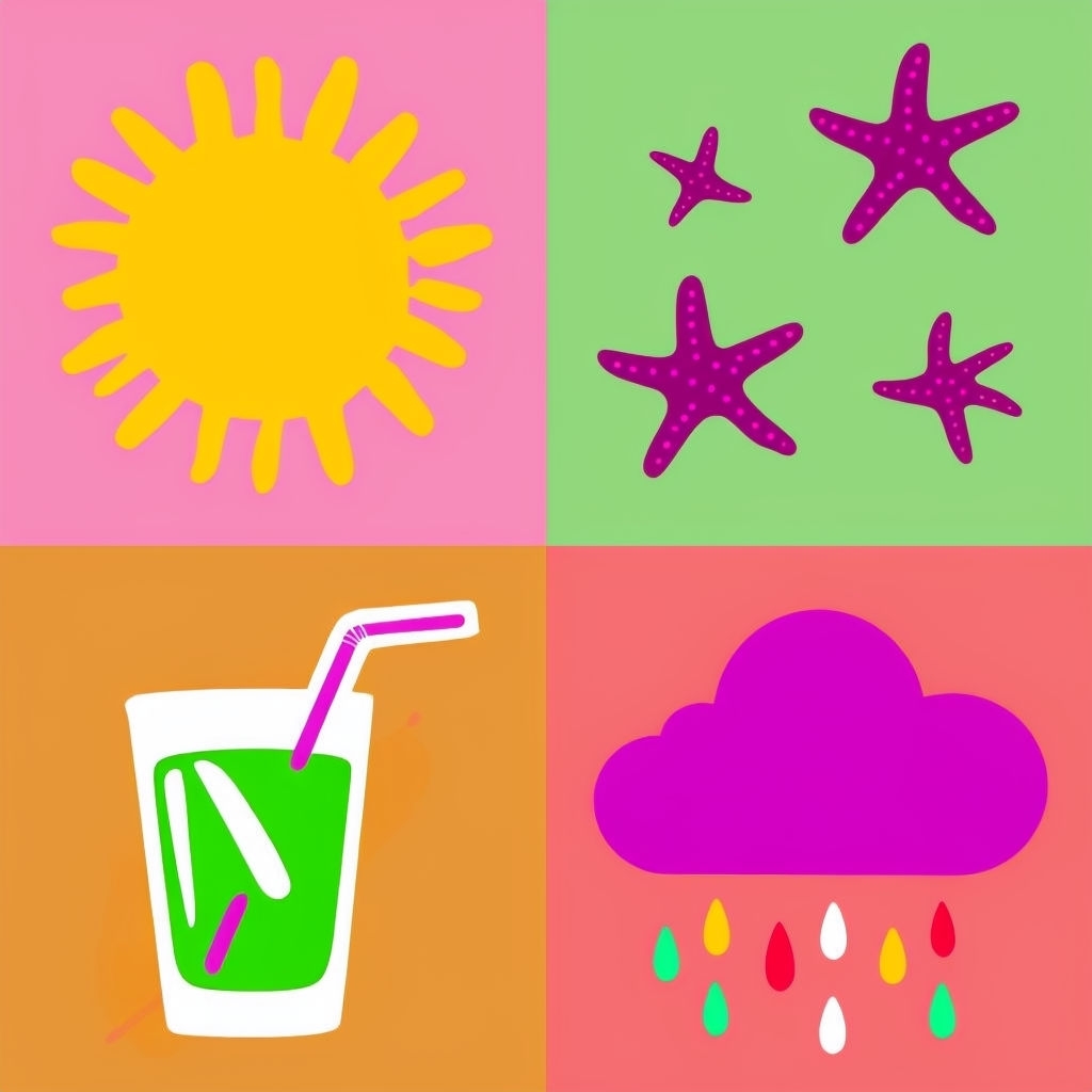 Vibrant Summer-Themed Cartoon Illustration Seamless Pattern