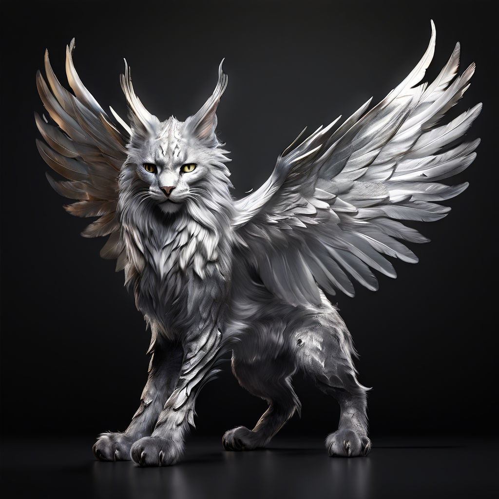 Silver-coated winged lynx by Светлана Прусова - Playground