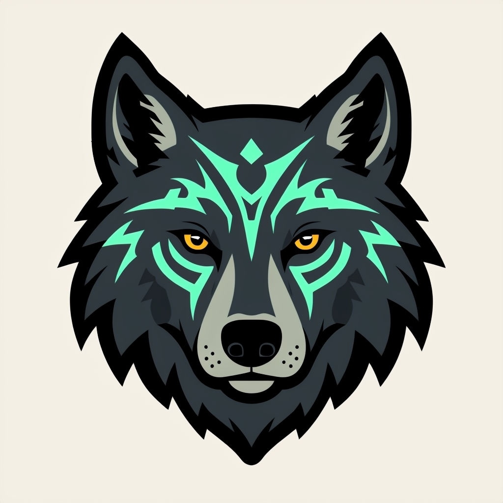 Bold Neon Wolf Head Illustration Sticker