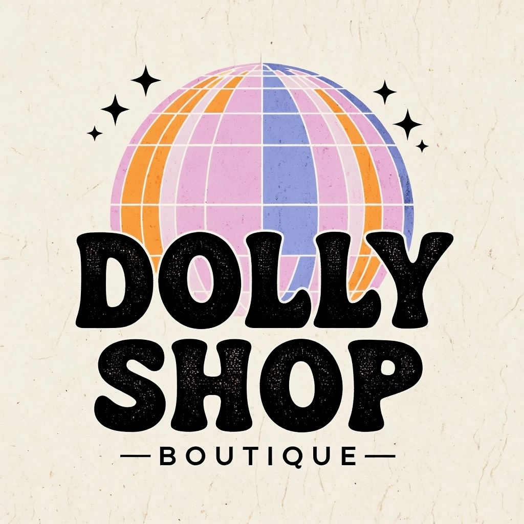 Retro Pastel Disco Ball Dolly Shop Boutique Logo