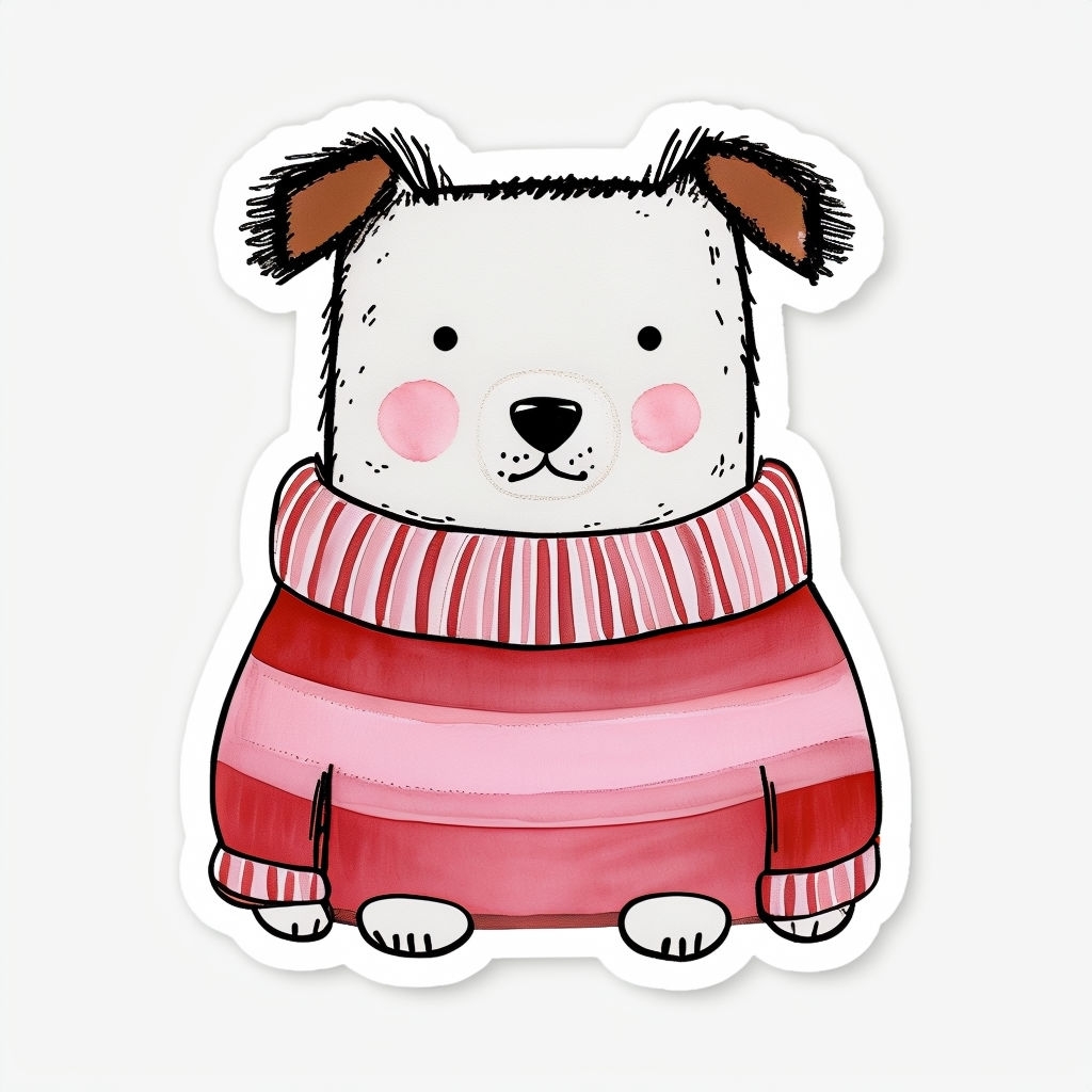 Cute Anthropomorphic Dog Character Sticker Design for Kids