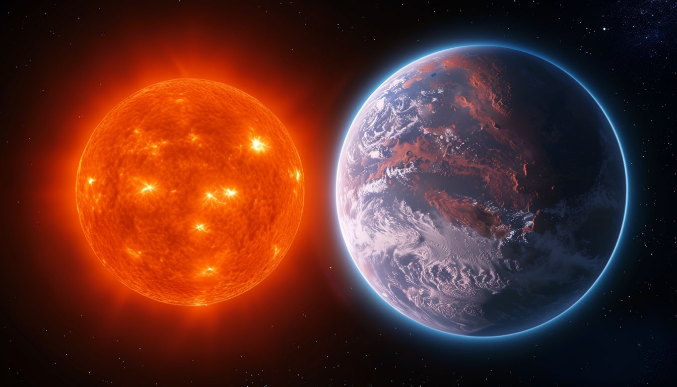 Astronomical Scene with Sun and Planet Illustration Backgrounds