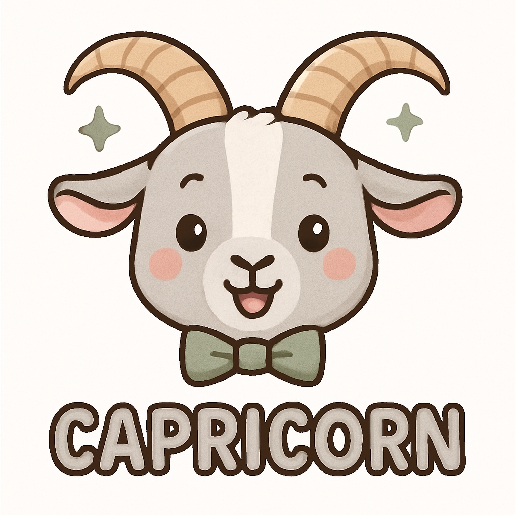 Cute Cartoon Capricorn Goat Face Sticker with Cheerful Expression