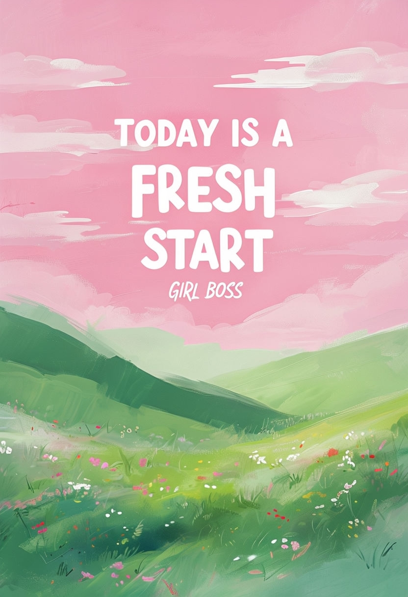 Vibrant Landscape with Motivational Quote Today is a Fresh Start Social Media Post