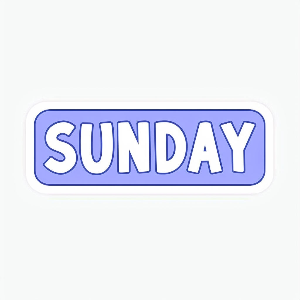 Playful Light Blue 'SUNDAY' Text Graphic Sticker