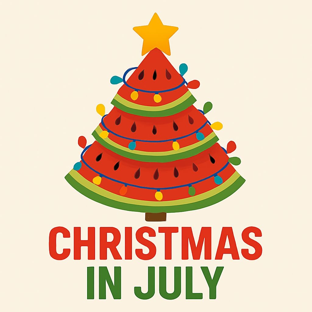 Playful Watermelon Christmas Tree Illustration Sticker