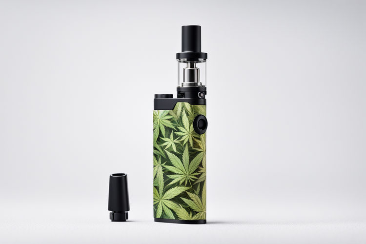 photo of a cannabis vape on a completely white background 