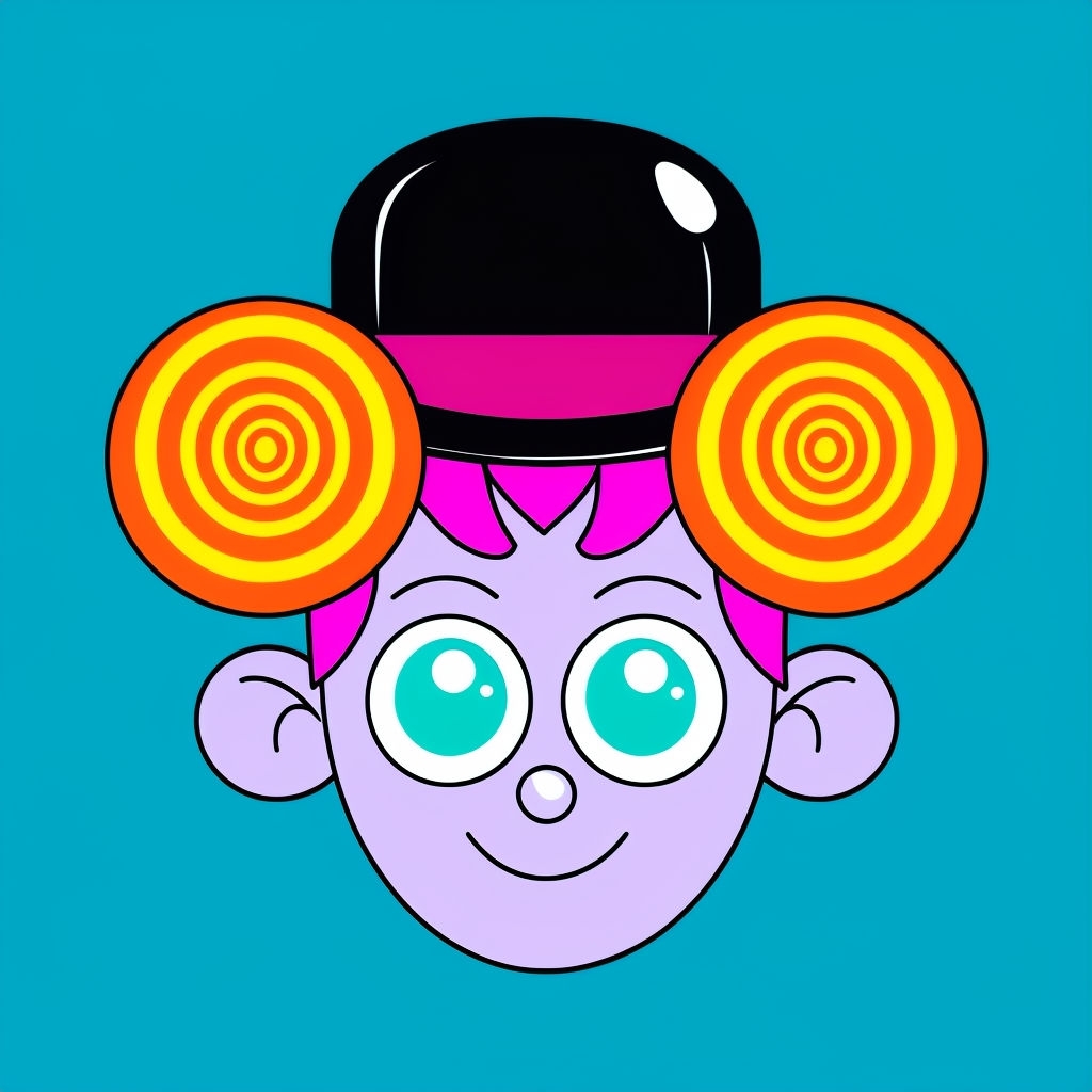 Whimsical Lavender Character with Bowler Hat Sticker