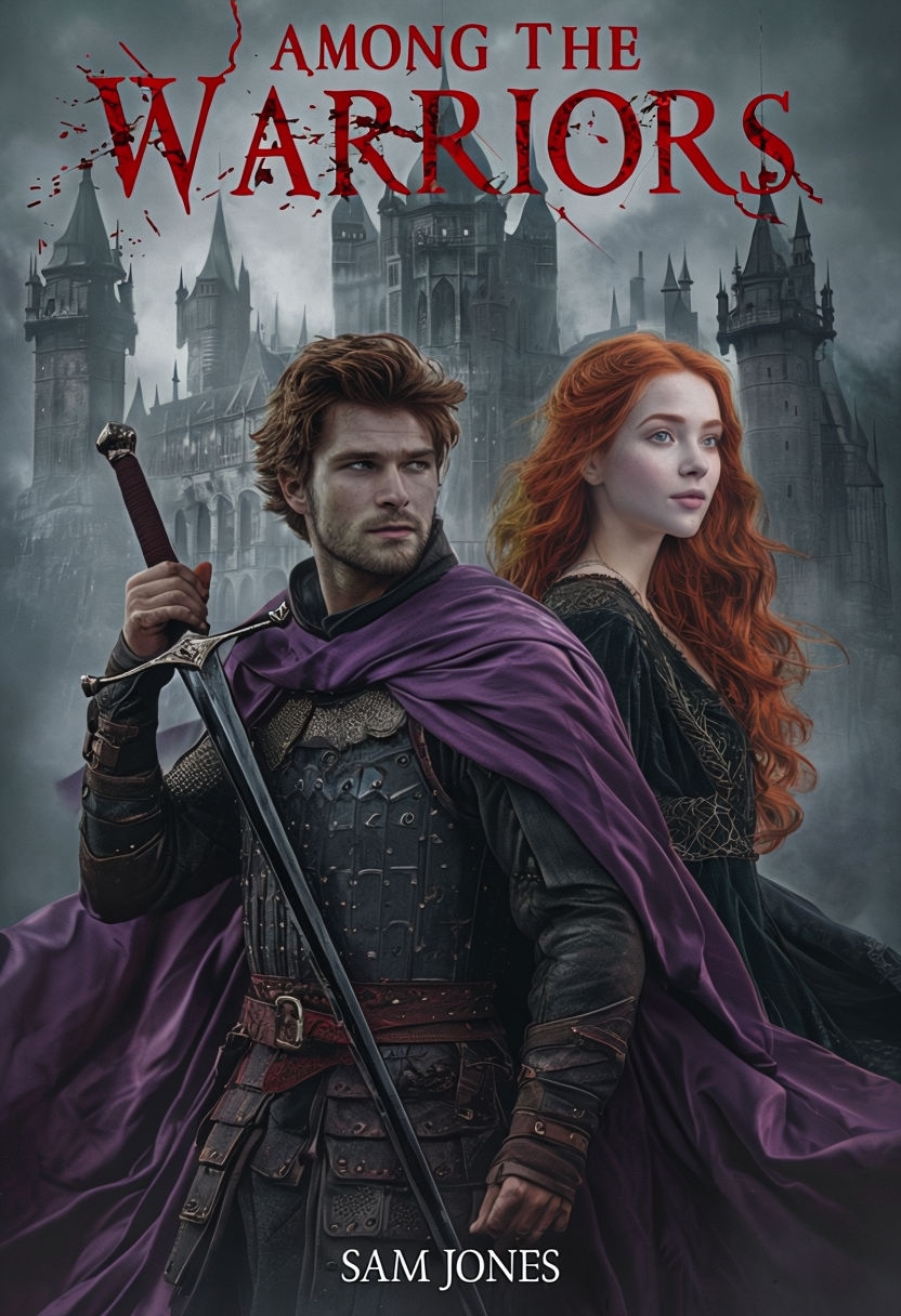 Dark Fantasy Among the Warriors EBook Cover with Gothic Castle Elements