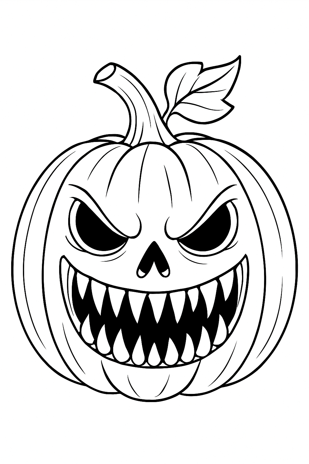Sinister Cartoon Pumpkin Head Illustration for Halloween Coloring Book Pages