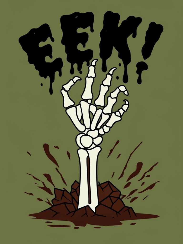 Eerie Bone Hand Eek Halloween Cartoon T-Shirt