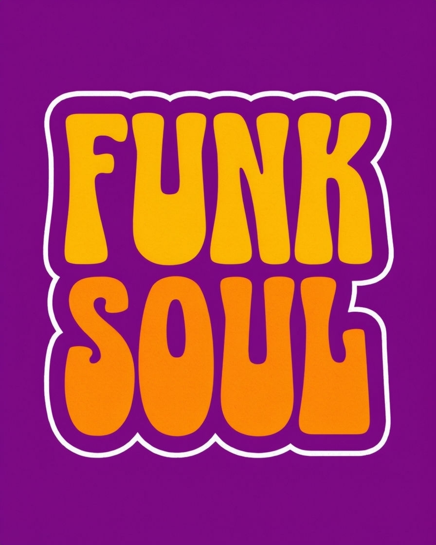 Playful 70s Inspired Funk Soul Typography T-Shirt