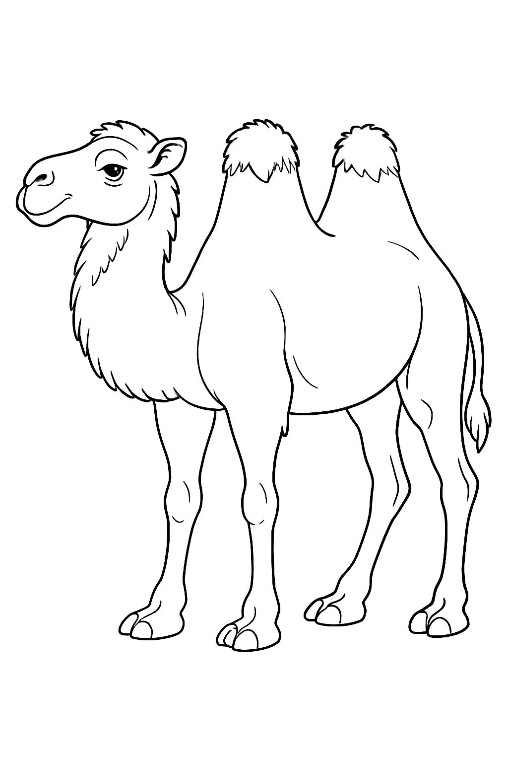 Elegant Black and White Camel Line Drawing for Coloring Book Pages