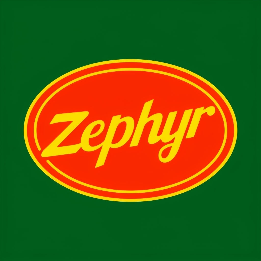 Bold Minimalist Zephyr Logo Design on Forest Green Background