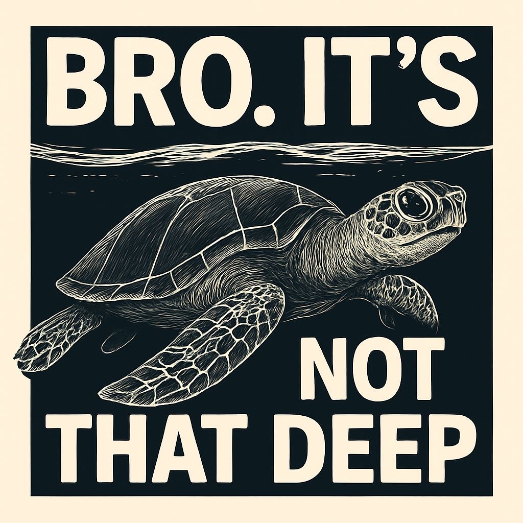 Sea Turtle Swimming Illustration with Humorous Text T-Shirt