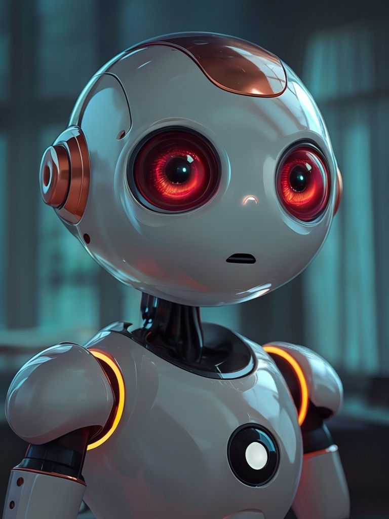 Friendly Futuristic Robot with Crimson Eyes Art