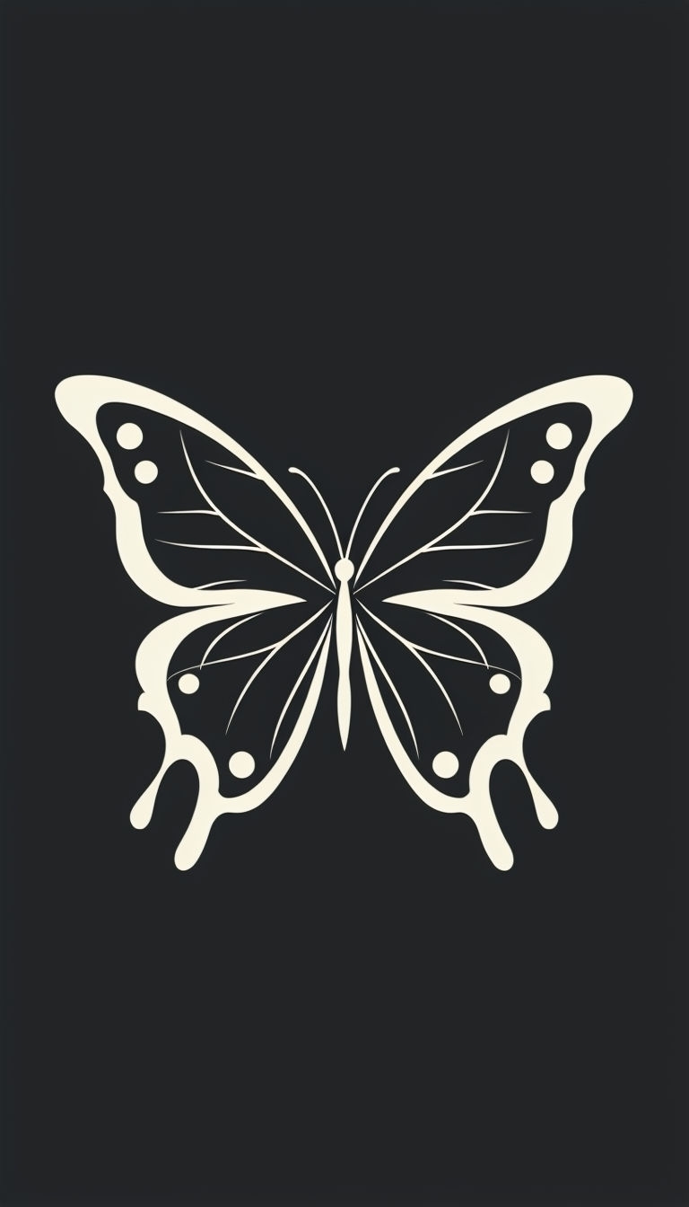 Minimalist Ivory Butterfly Silhouette on Charcoal Background Phone Case Cover