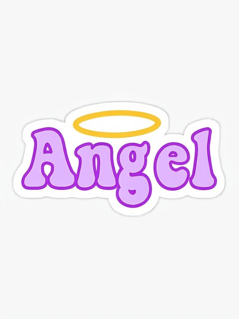 Playful Angel Cartoon Sticker with Gold Halo Design