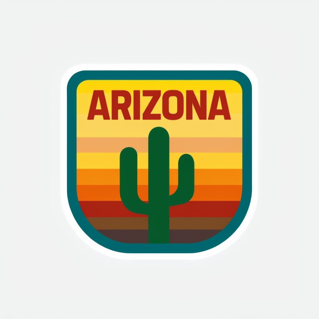 Vibrant Retro Arizona Cactus Emblem Hat Design