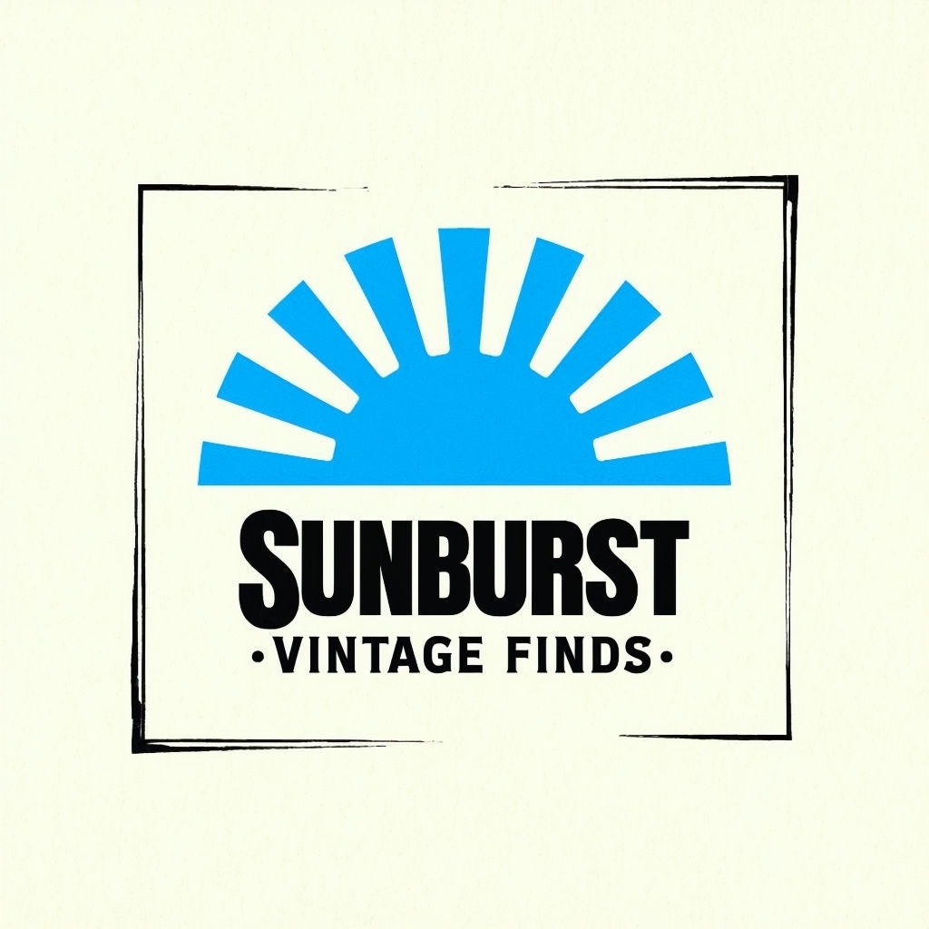 Sunburst Vintage Finds Retro Logo Design with Clean Aesthetic