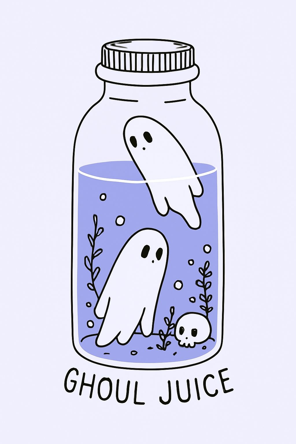 Whimsical Ghoul Juice Cartoon Bottle Illustration Poster